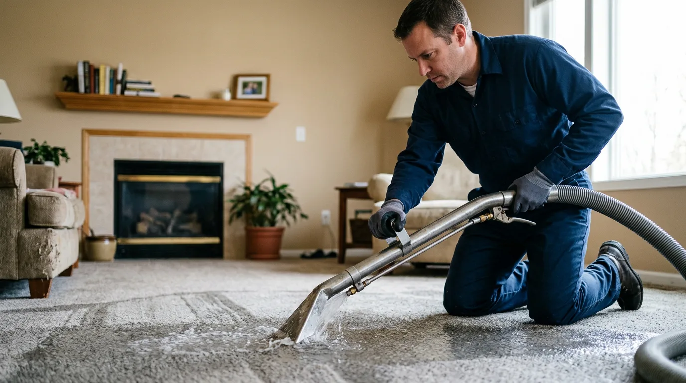 Water damage restoration technician working near Ricketts, IA
